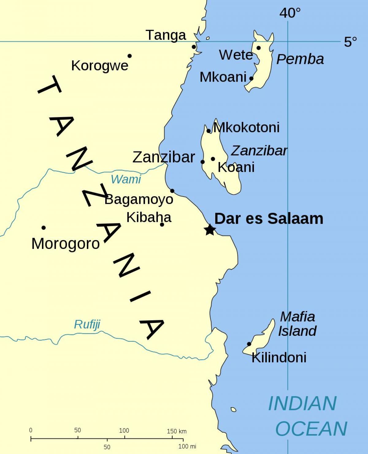 tanzánia ostrovy mapa