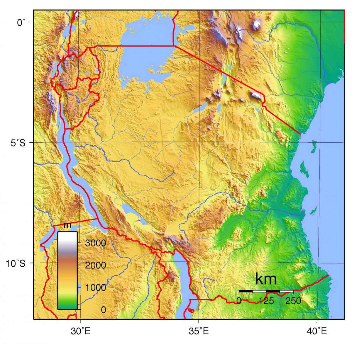 tanzánia topografických máp