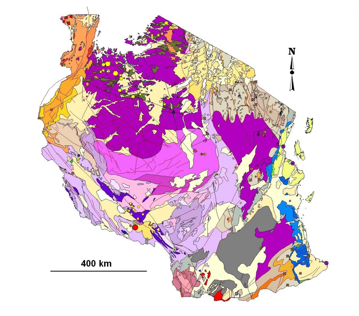 Mapa tanzánia geologických