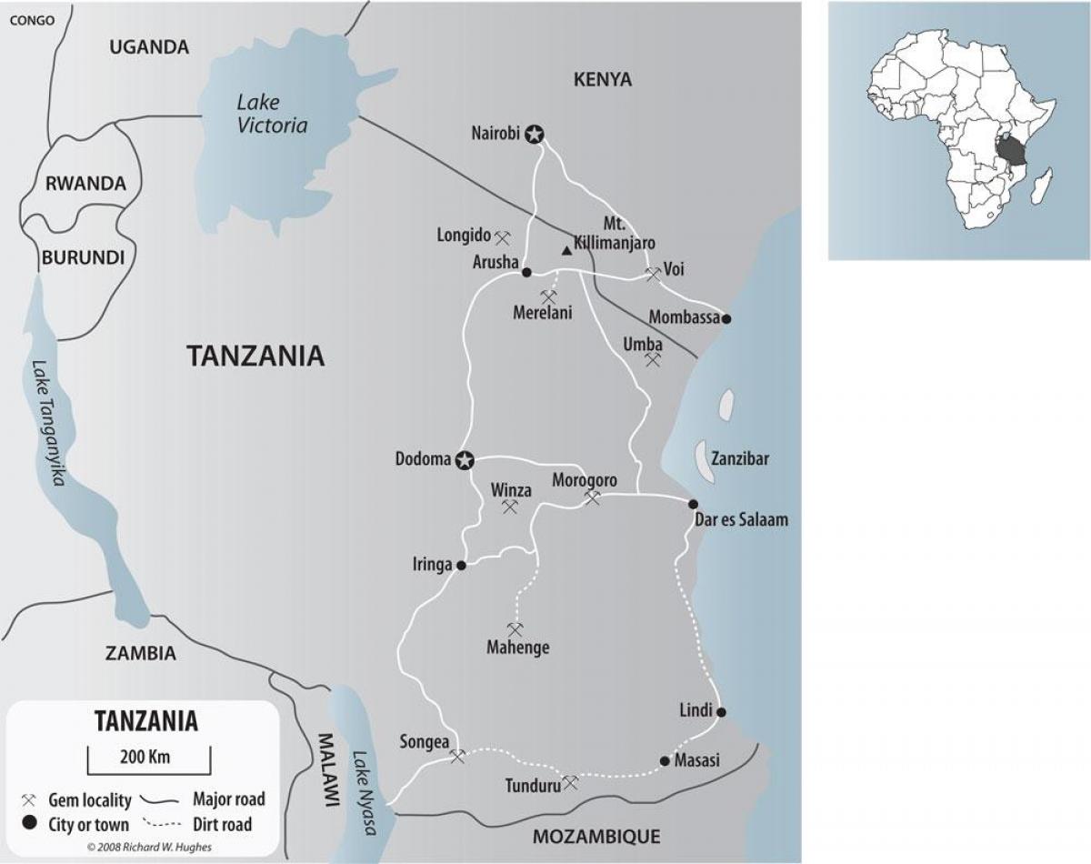 Mapa tanzánia zlaté bane