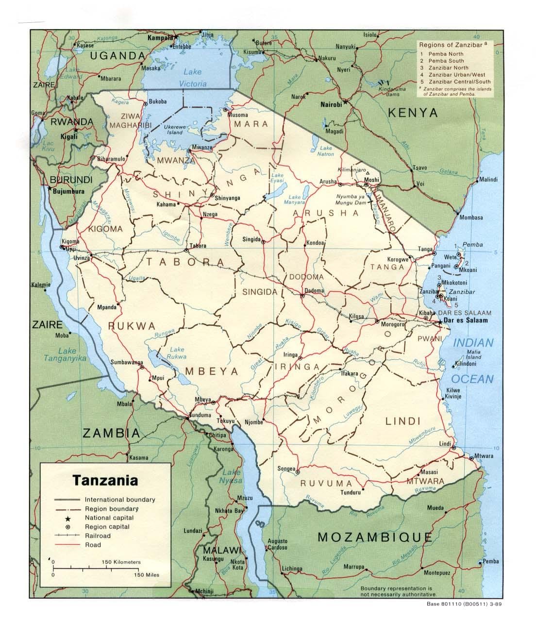 Mapa historické miesta v tanzánii