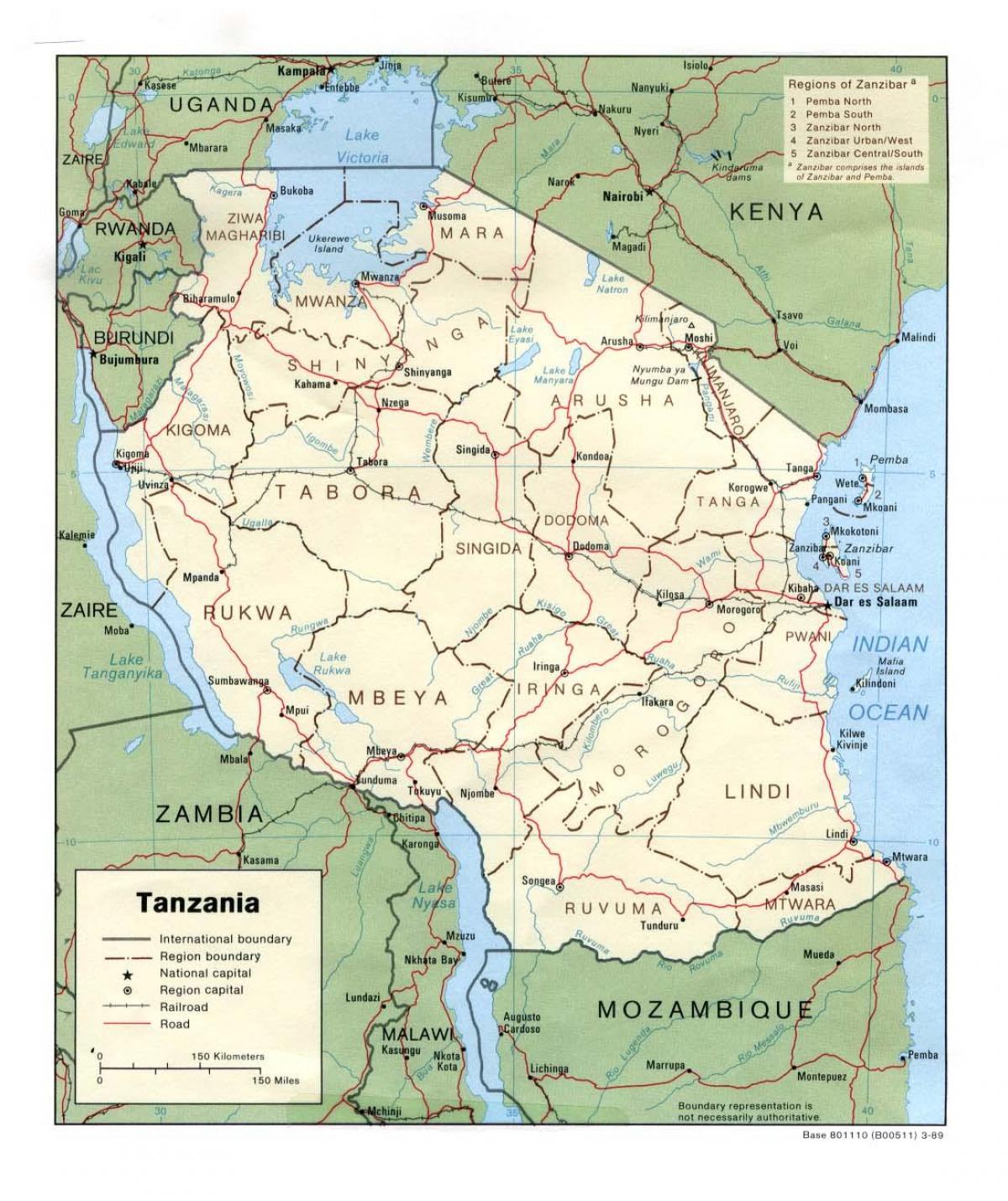 Mapa historické miesta v tanzánii