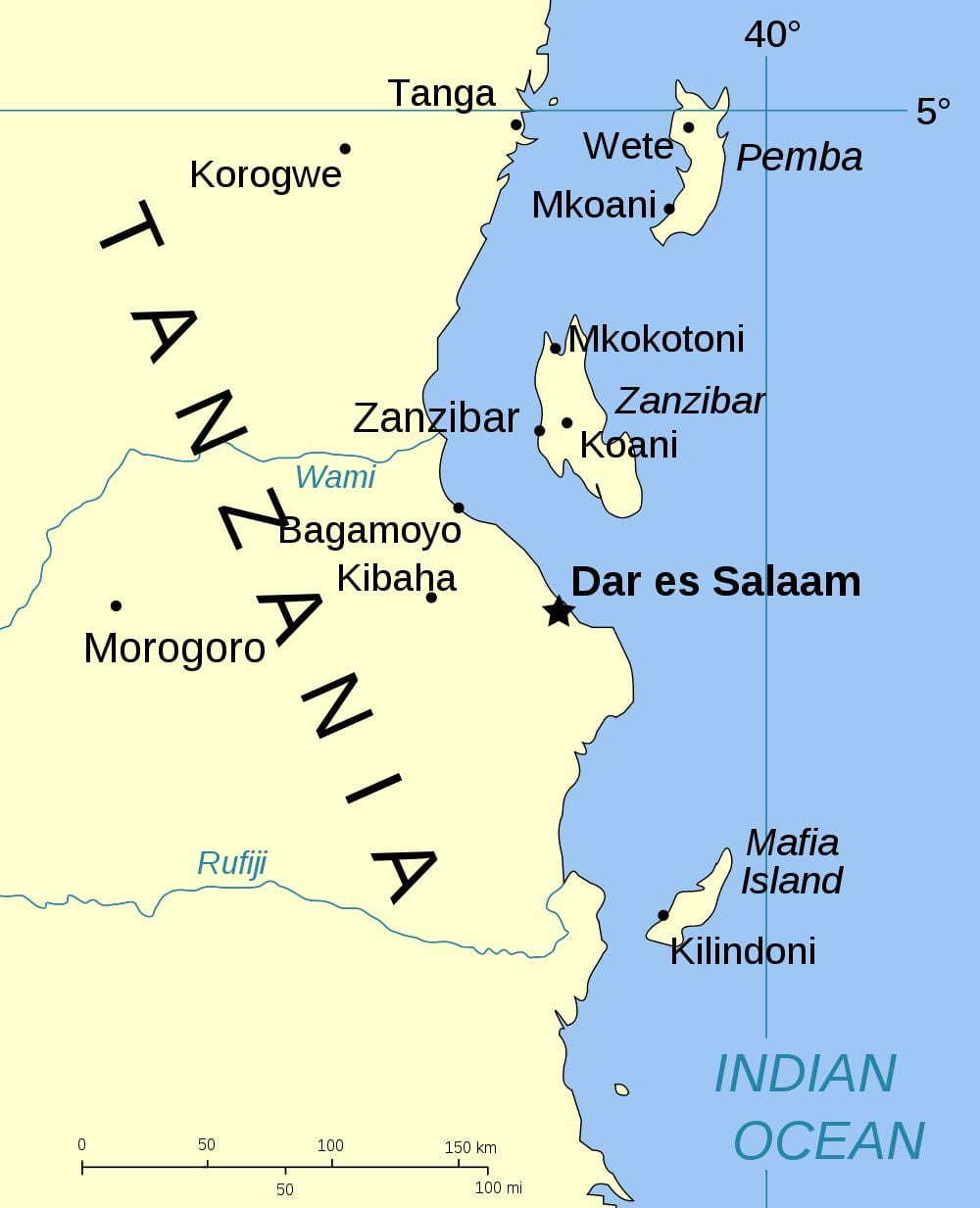 tanzánia ostrovy mapa