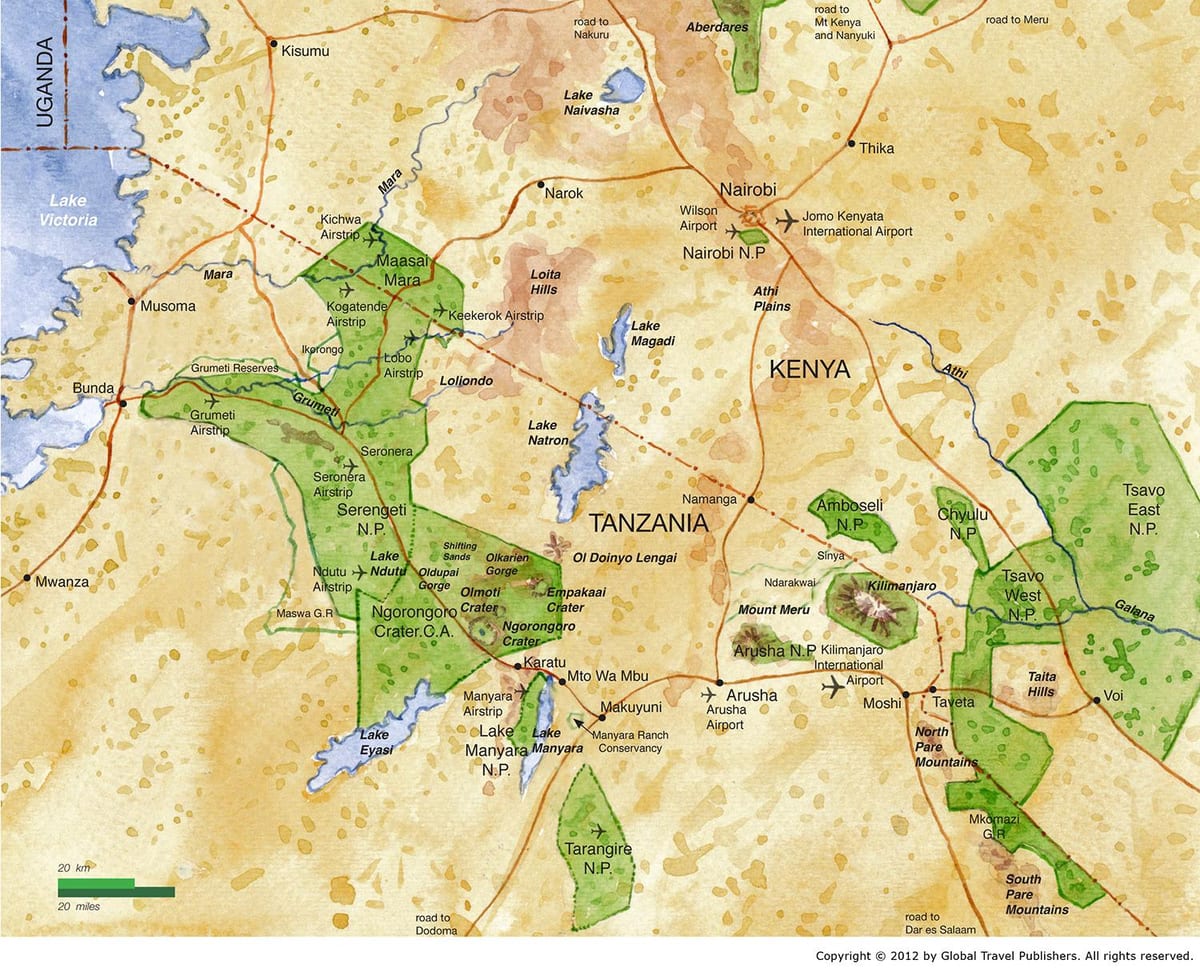 Mapa severnej tanzánii