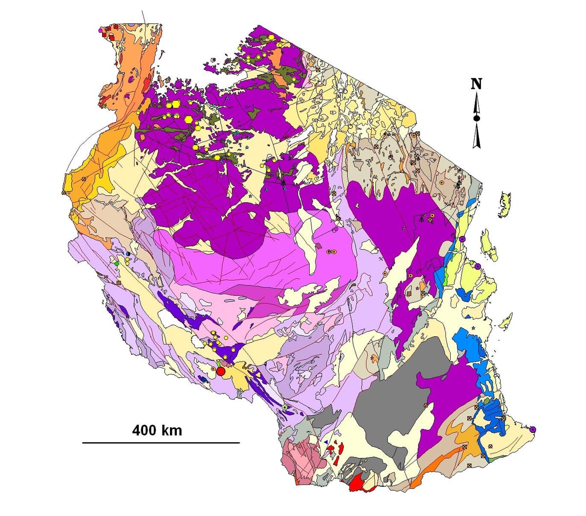 Mapa tanzánia geologických