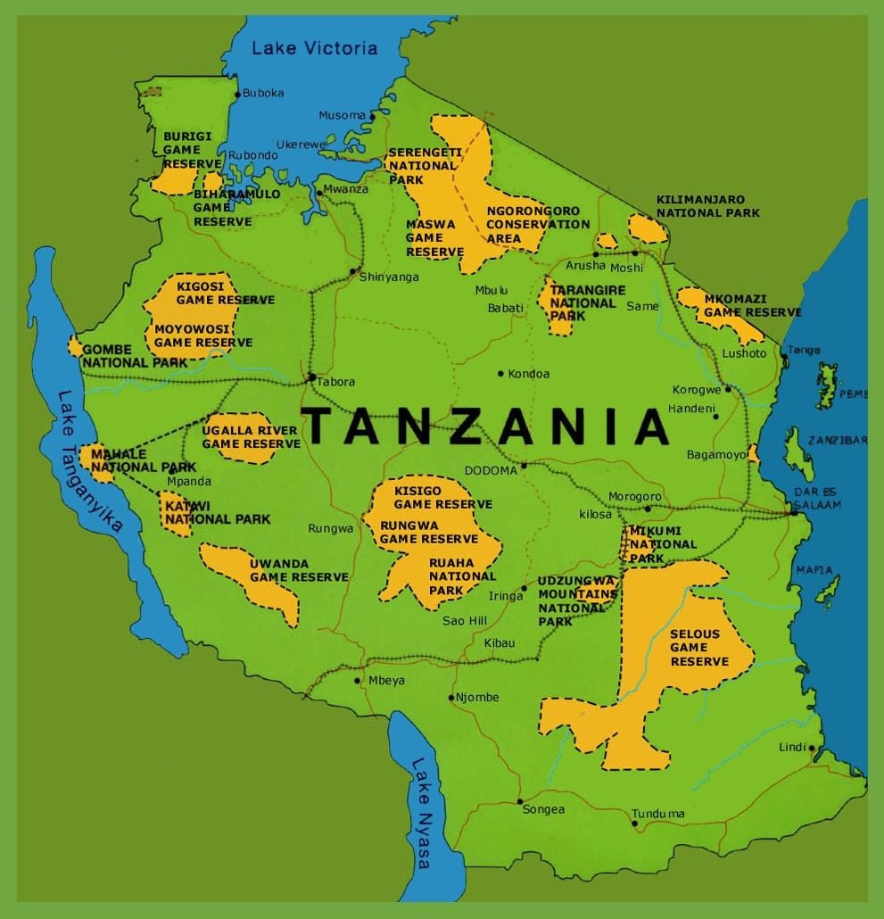 mapa tanzánia