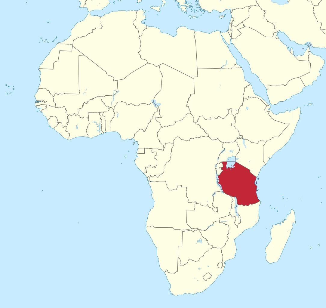 tanzánia na mape afriky