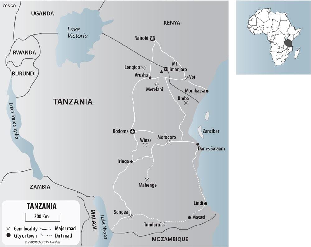 Mapa tanzánia zlaté bane