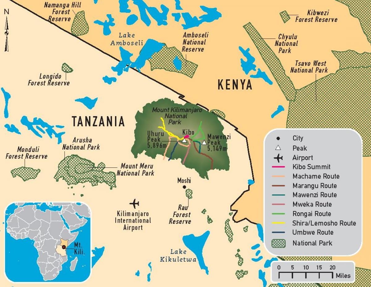 Mapa tanzánia kilimandžáro