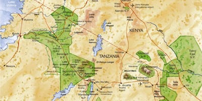 Mapa severnej tanzánii