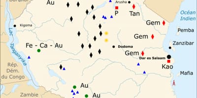 Mapa tanzánia prírodných zdrojov