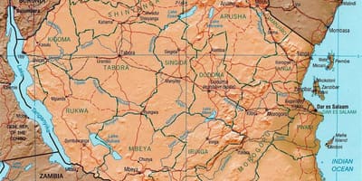 Tanzánia geografickú mapu