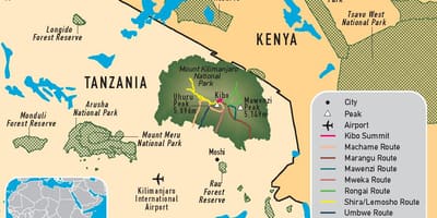 Mapa tanzánia kilimandžáro