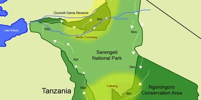 Mapa tanzánia migrácie 