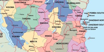 Mapa tanzánia politické