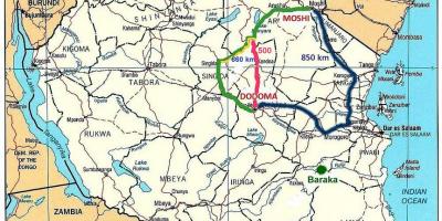Tanzánia cestnej siete mapu