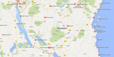 Mapa tanzánia letiská 